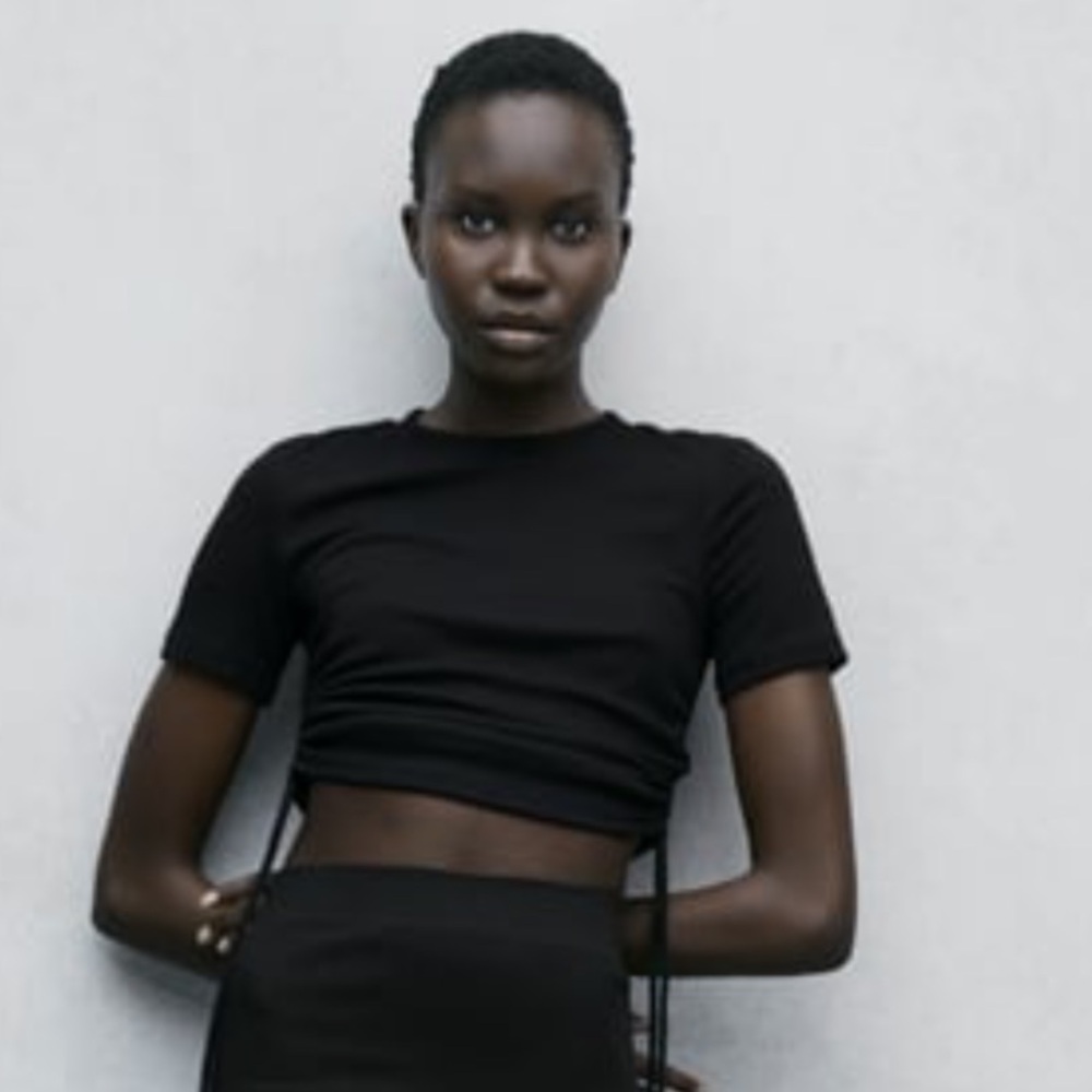 Zara Black Cinched Crop Top
